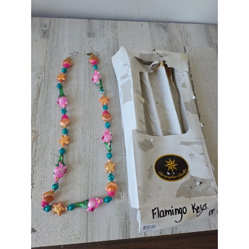 Vintage radko flamingo keys shell Garland RARE starfish Xmas tree glass‎